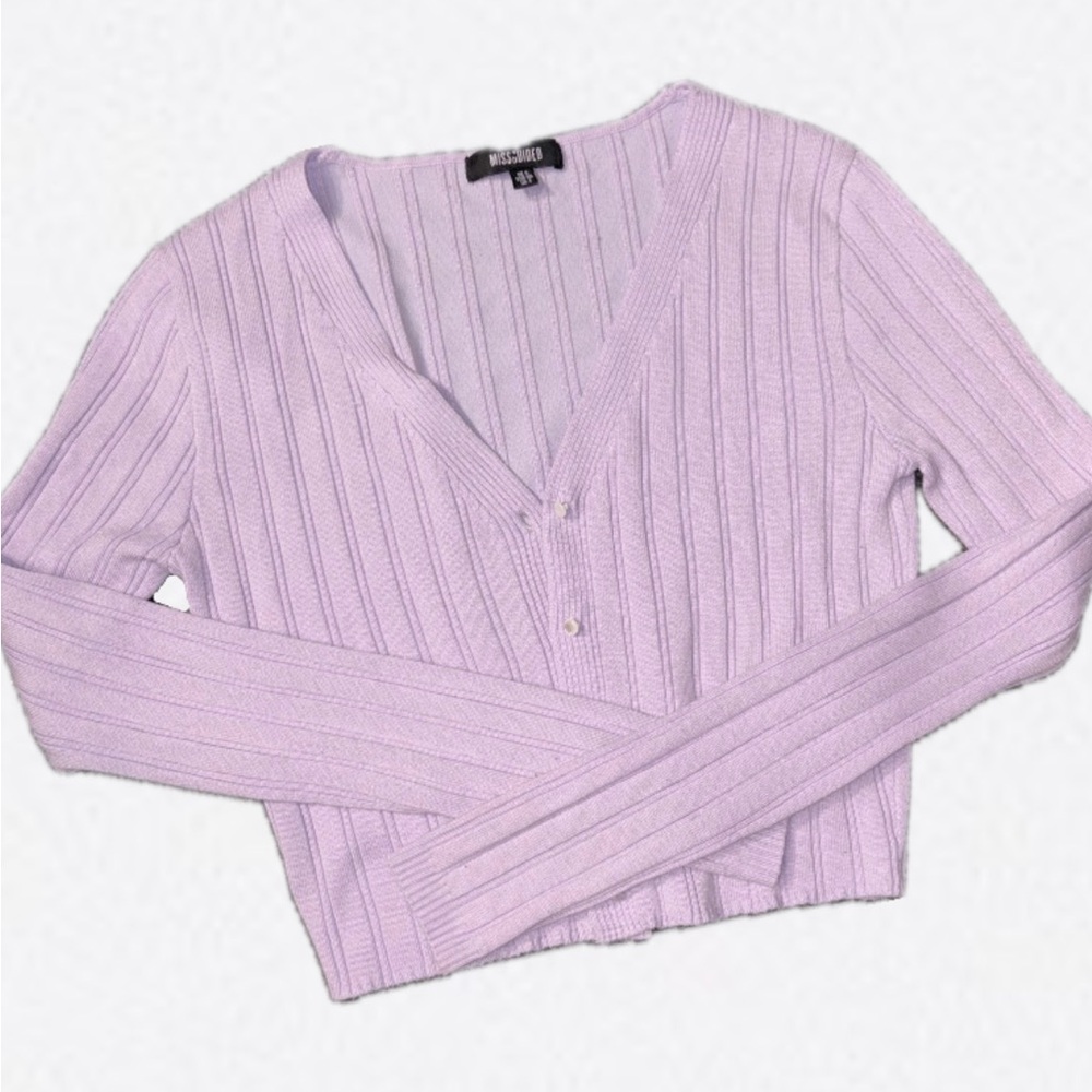 Missguided Lavender Ribbed Knit Top